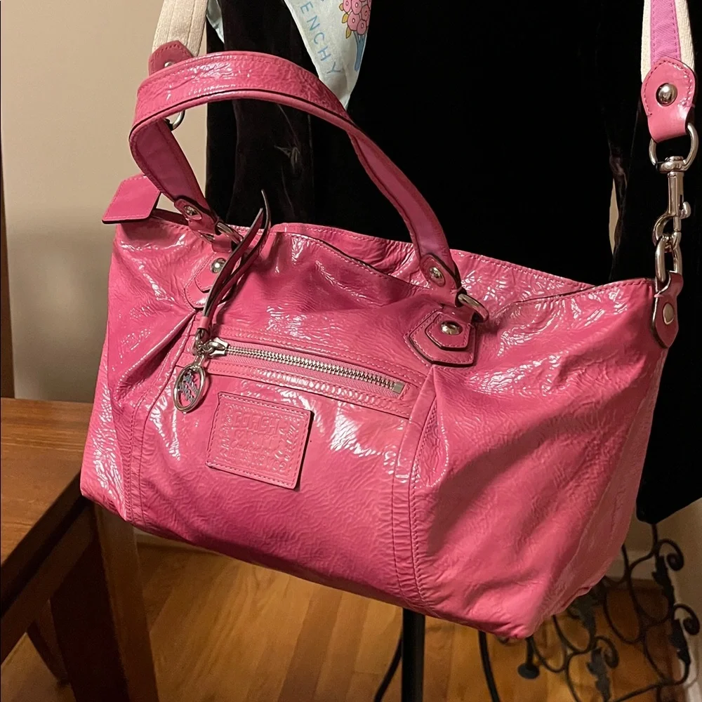 Coach Pink Patent Leather Shoulder Bag, vintage, poppy, - Picture 13 of 17